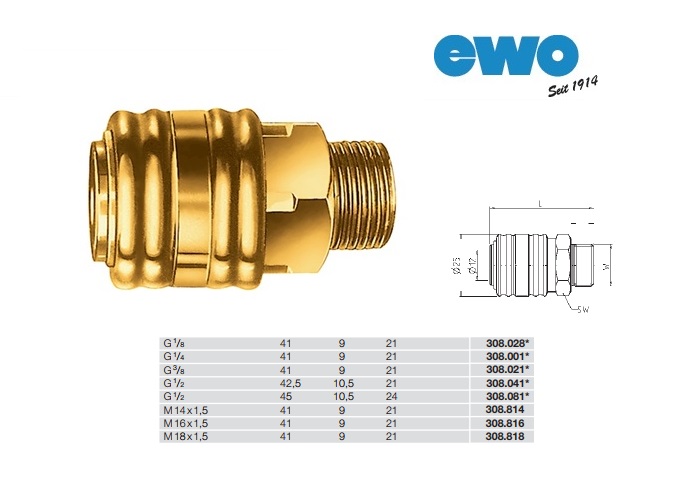 Eenhands-koppeling M16x1,5 SK-NW7,2 met binnenschroefdraad | DKMTools - DKM Tools