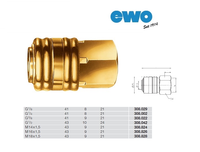 Eenhands-koppeling G1/8 SK-NW7,2 met binnenschroefdraad