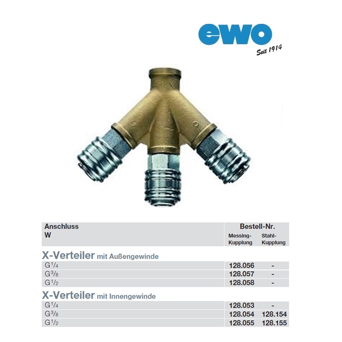 X-verdeler DN7,2 aansl. G 1/2 buiten Messing 13mm | DKMTools - DKM Tools