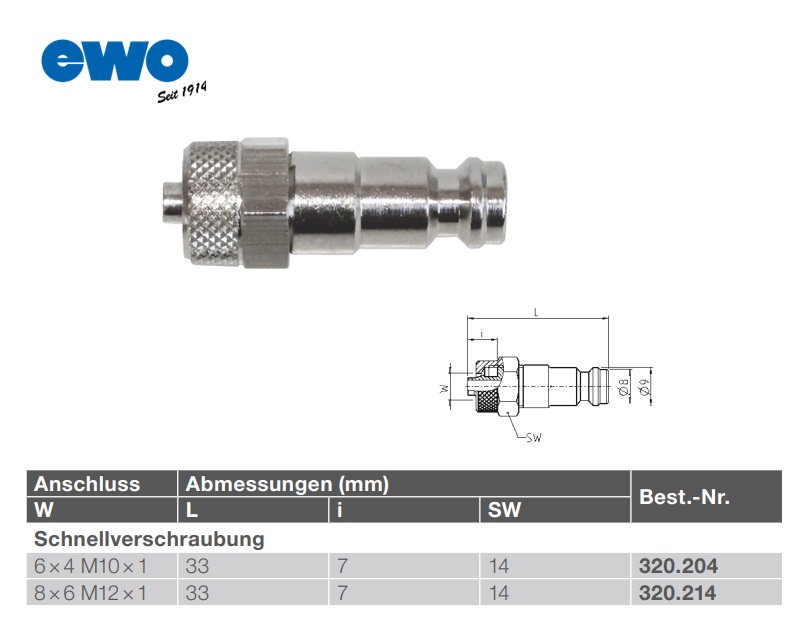 Mini Insteeknippel DN 5 6×4 M10×1