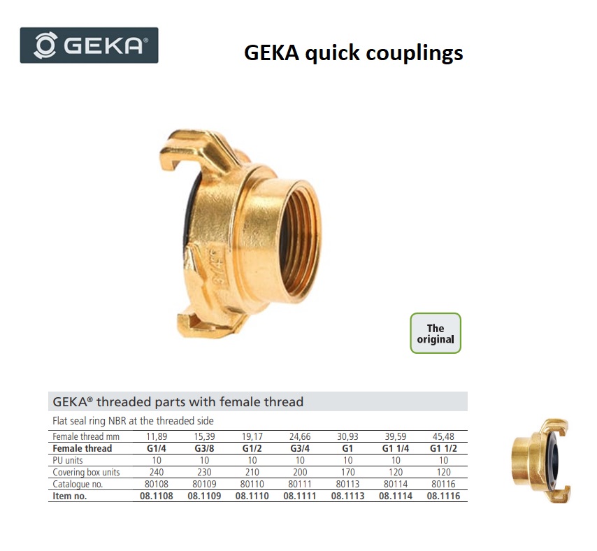 GEKA-Snelkoppelingen met Buitendraad AG G 3/8