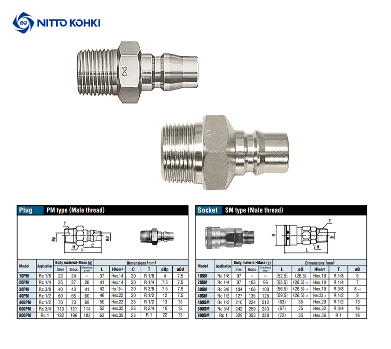 Snelkoppeling Roestvrij staal PM 30 3/8