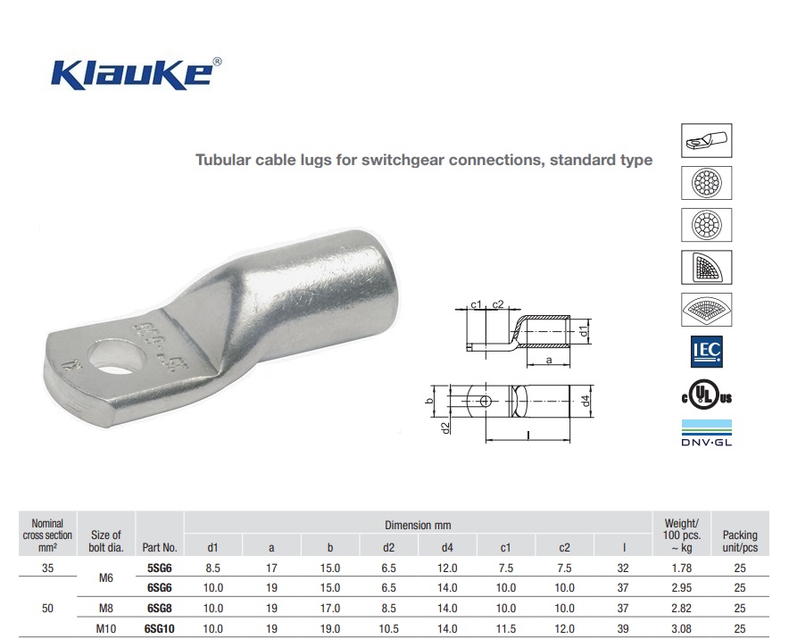 Kabelschoen met smalle flens 70 qmm 7SG/10 | DKMTools - DKM Tools