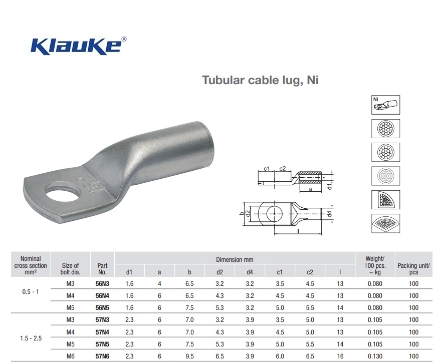 Nikkelkabelschoen  2,5 qmm 57N/3 | DKMTools - DKM Tools