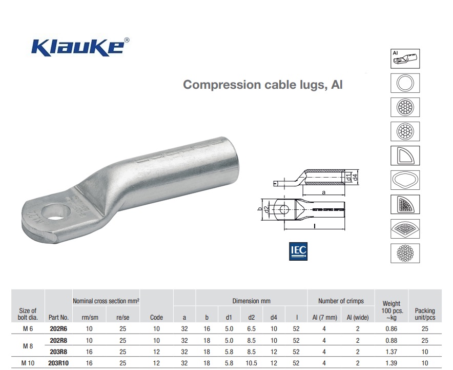 Kabelschoen Aluminium  70 qmm 207R/10 | DKMTools - DKM Tools