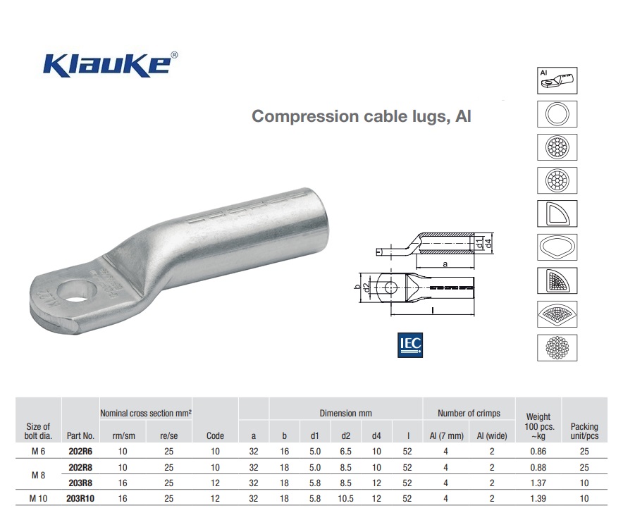 Kabelschoen Aluminium DYN  35 qmm 265R/12 | DKMTools - DKM Tools