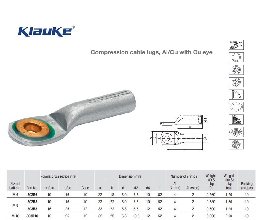 Kabelschoen Koper / Aluminium met kijkgat  70 qmm 307R/10 | DKMTools - DKM Tools