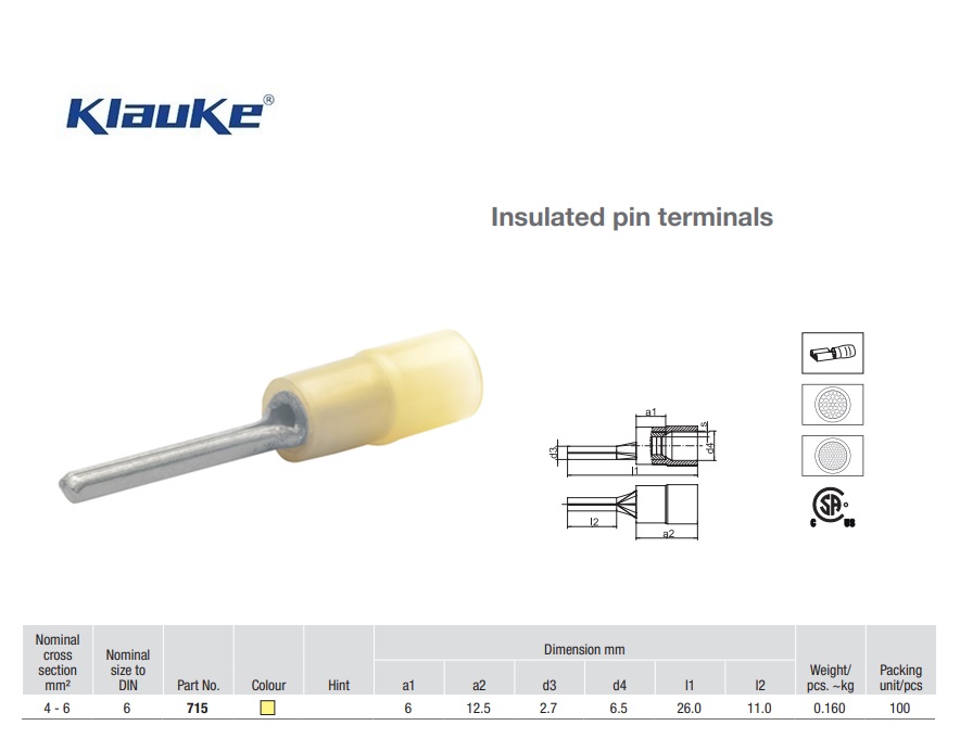 Stiftkabelschoen Geel  0,40 qmm 704 | DKMTools - DKM Tools