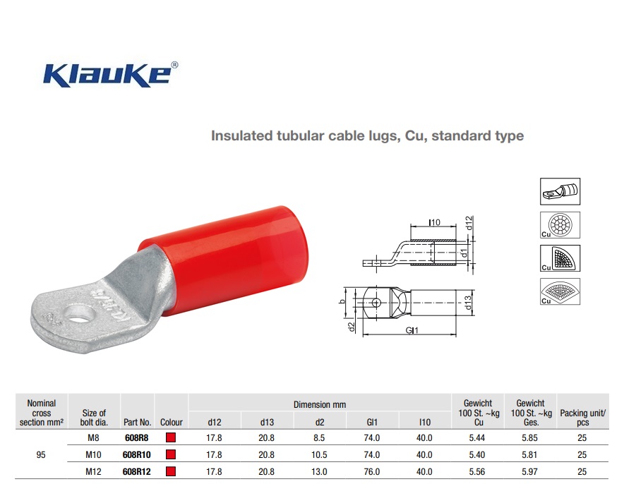 Kabelschoen geïsoleerd standaard Blauw  120 qmm 609R/10 | DKMTools - DKM Tools