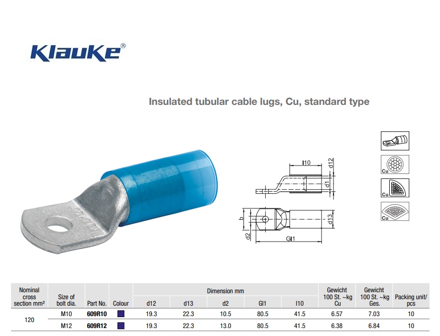 Kabelschoen geïsoleerd standaard Blauw  16 qmm 603R/6 | DKMTools - DKM Tools