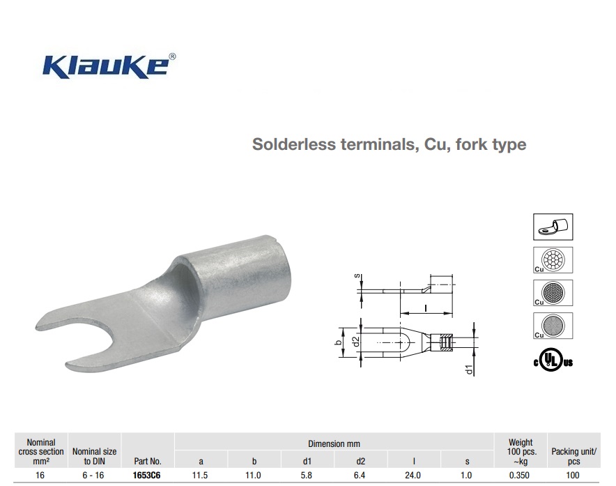 Plaatkabelschoen vorkvorm  1,5-2,5 qmm 1630C/5 | DKMTools - DKM Tools