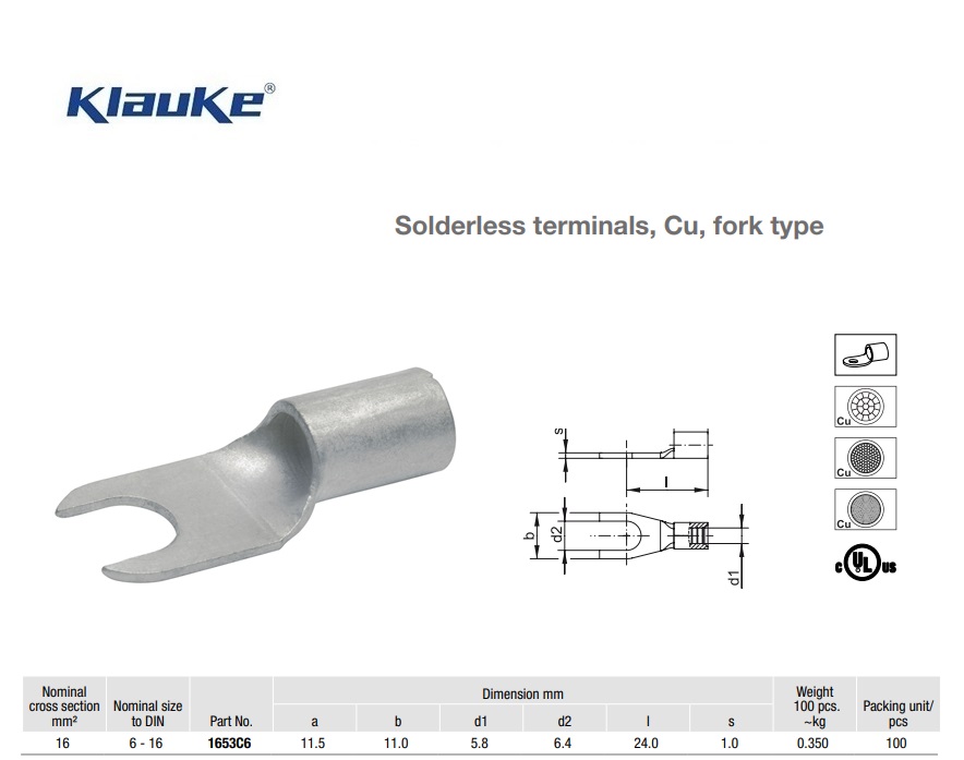 Plaatkabelschoen vorkvorm  1,5-2,5 qmm 1630C/3,5 | DKMTools - DKM Tools