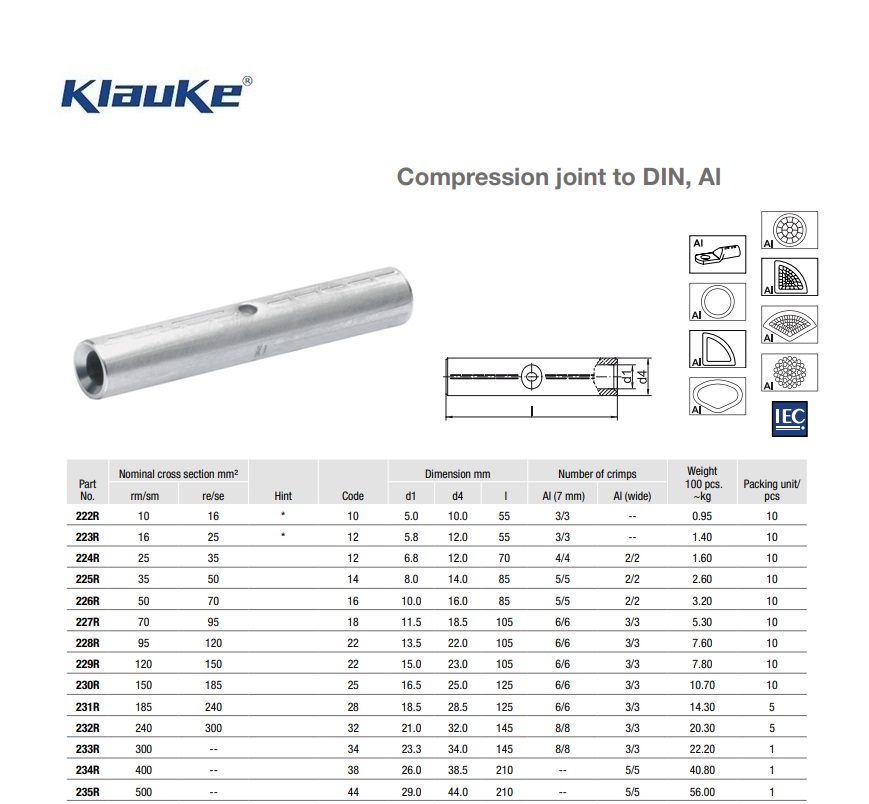 Verbinder Aluminium  95 qmm 408R | DKMTools - DKM Tools