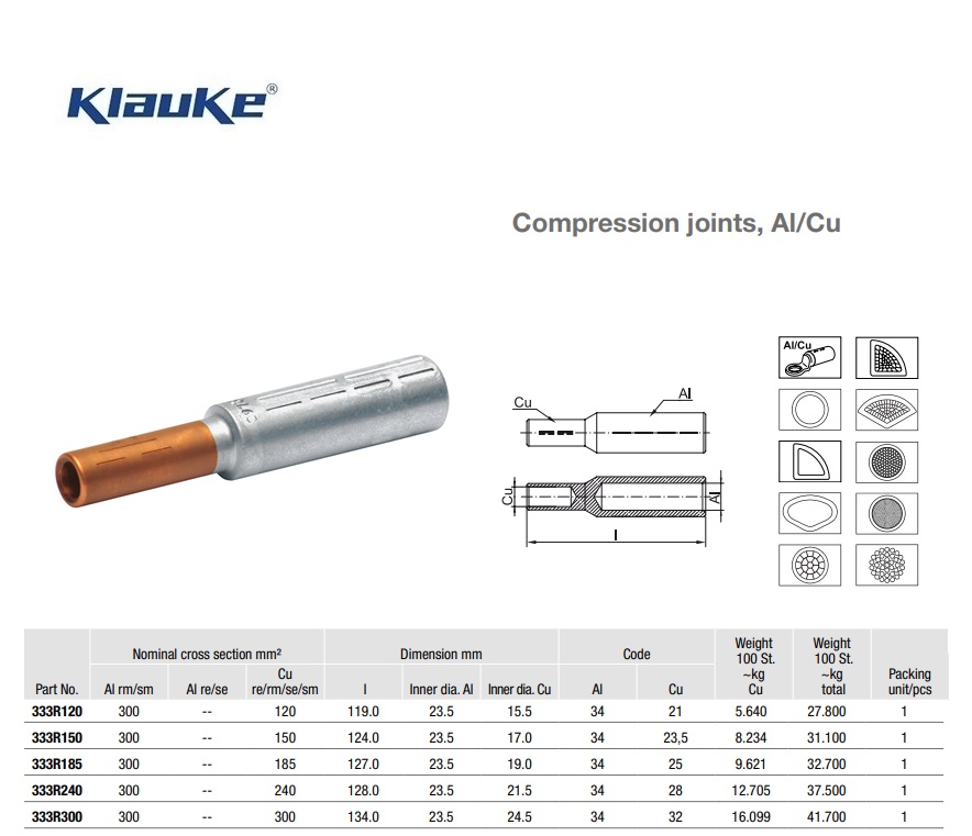 Verbinder Koper / Aluminium  150 qmm 330R/120 | DKMTools - DKM Tools