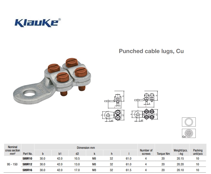 Klemkabelschoen 4 schroeven  35 qmm 585R/10 | DKMTools - DKM Tools