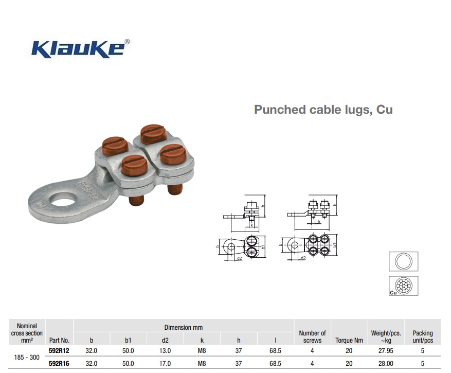 Klemkabelschoen 4 schroeven  240 qmm 590R/12 | DKMTools - DKM Tools