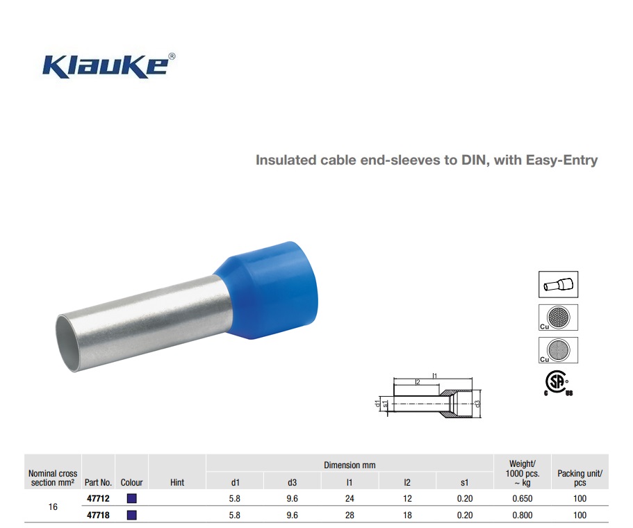 Adereindhuls Blauw  2,5 qmm 473/8 | DKMTools - DKM Tools