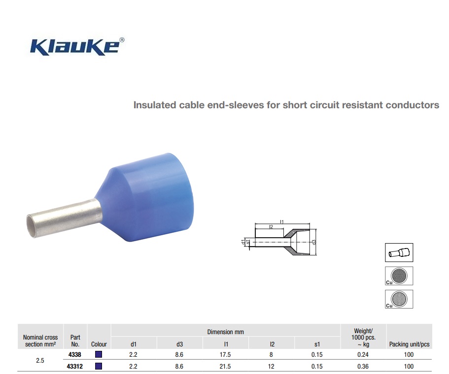 Adereindhuls SCRC Blauw  16 qmm 437/12 | DKMTools - DKM Tools