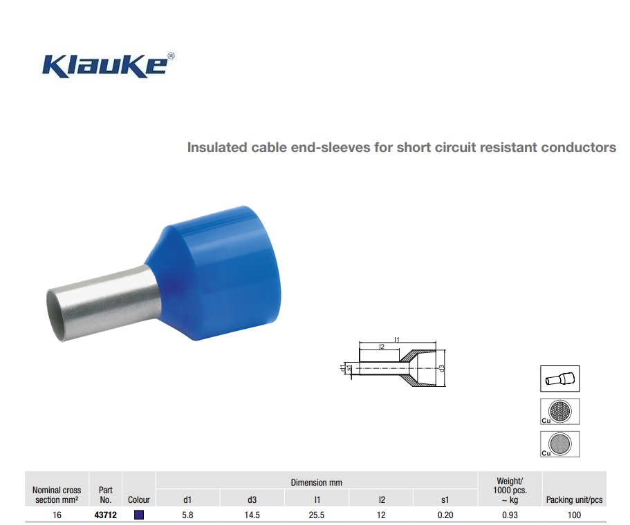 Adereindhuls SCRC Blauw 2,5 qmm 433/12 | DKMTools - DKM Tools