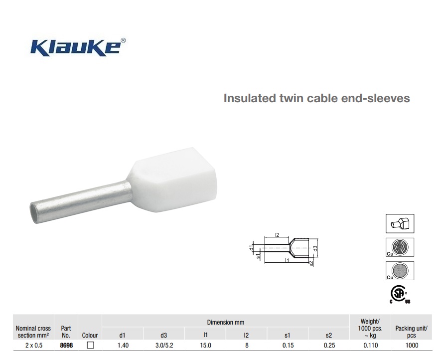 Tweeling Adereindhuls Zwart  1,5 qmm 872/8 | DKMTools - DKM Tools