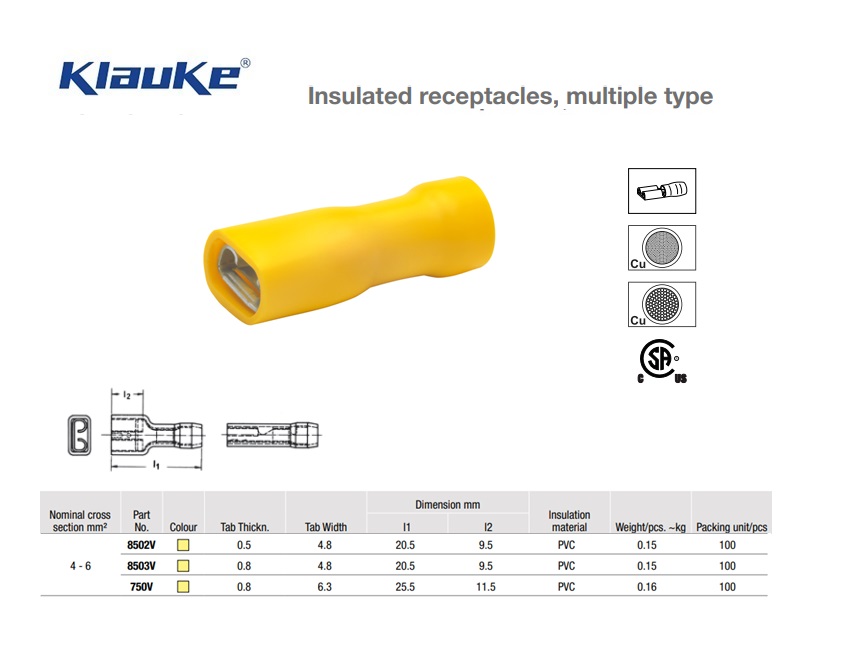 Vlaksteekhuls geel 6 qmm 750 | DKMTools - DKM Tools