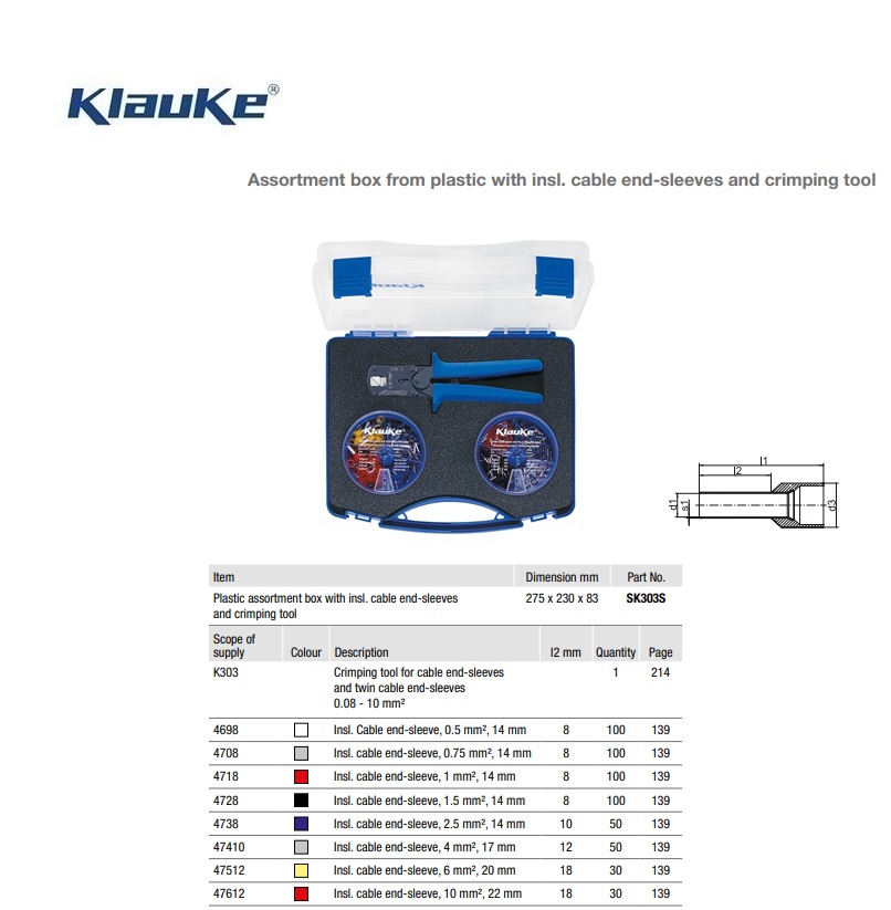 Assortimentsdoos plastic met geïsoleerde adereindhulzen en gereedschap  SK303P | DKMTools - DKM Tools
