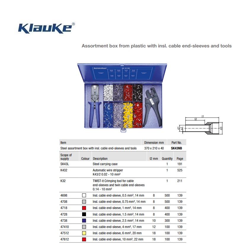 Assortimentsdoos plastic met geïsoleerde adereindhulzen en krimptang  SK303S | DKMTools - DKM Tools