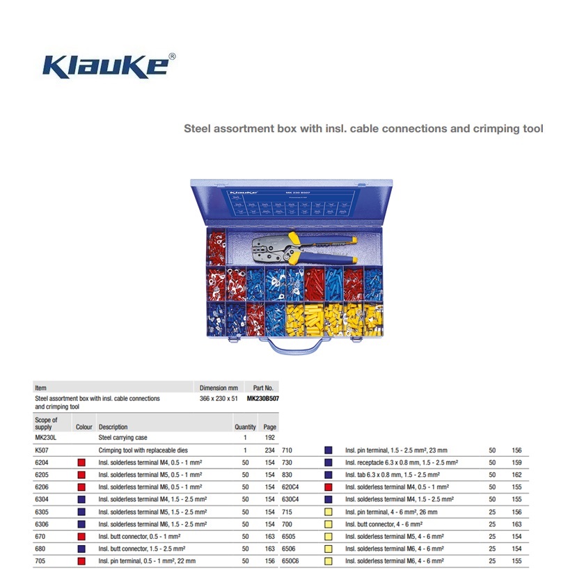 Assortimentsdoos staal met DIN perskabelschoenen en krimptang  SK50B | DKMTools - DKM Tools