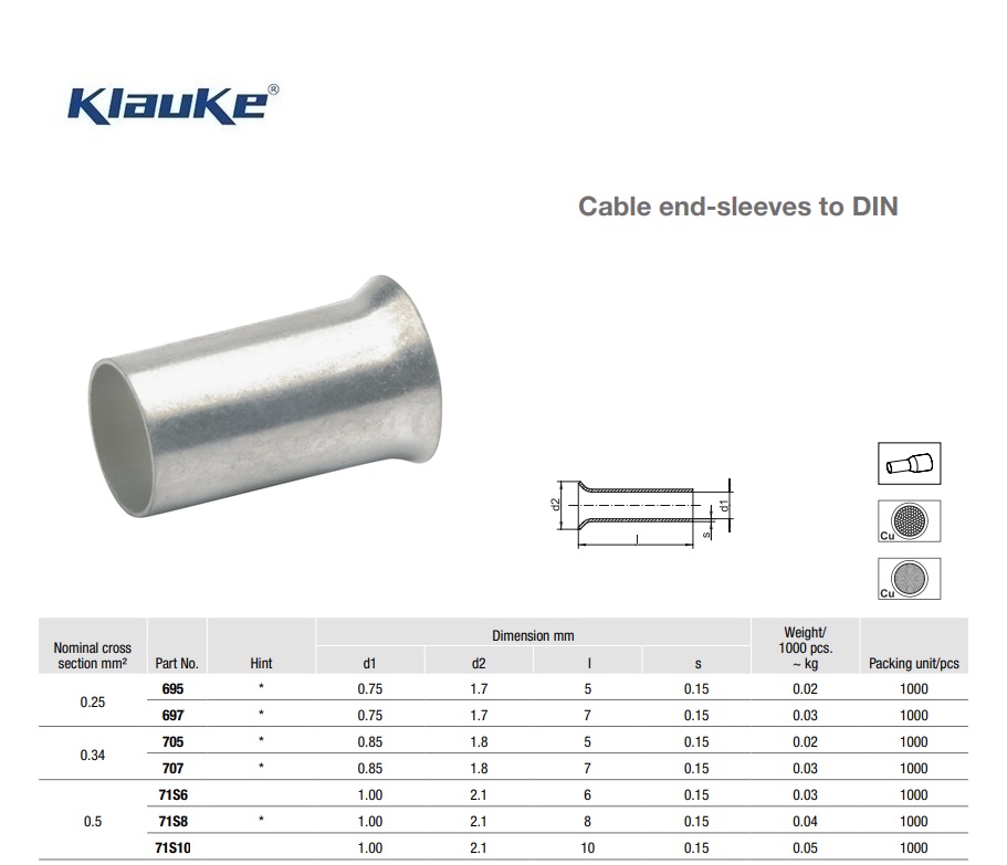 Adereindhuls ongeïsoleerd zilver  4 qmm 74/10 | DKMTools - DKM Tools