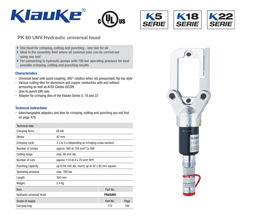 Hydraulische perskop PK 60 UNV