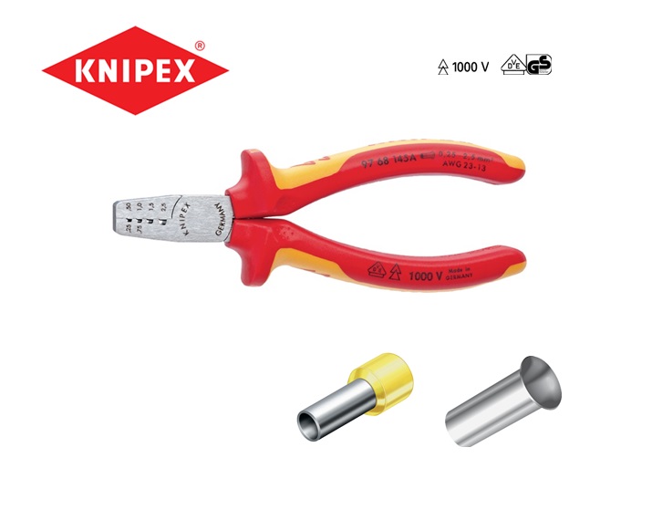 Knipex 97 68 145 A Krimptang Adereindhulzen 145 mm VDE 0,25-2,5 mm²