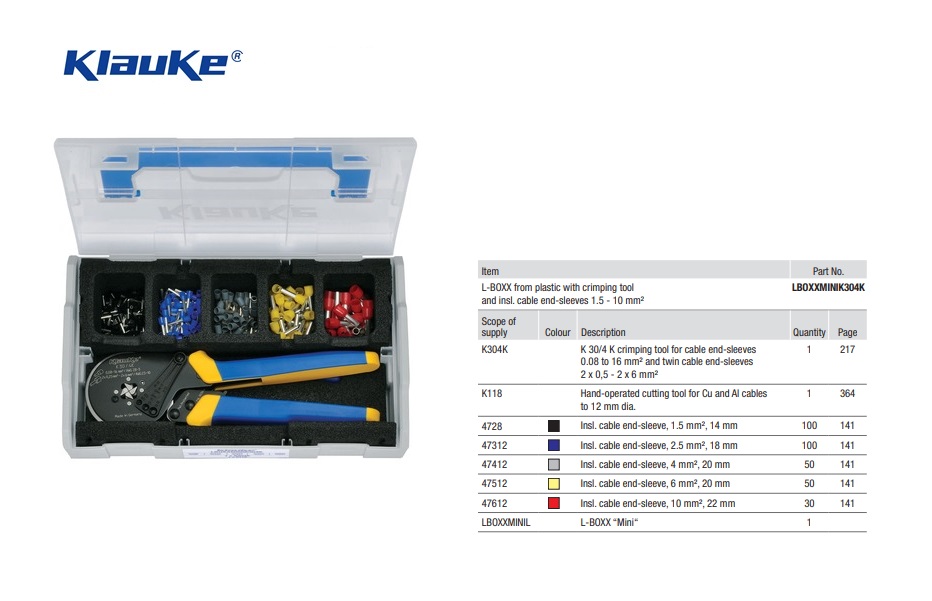 Klauke Assortiment kist met inhoud LBOXXMINIK306K | DKMTools - DKM Tools