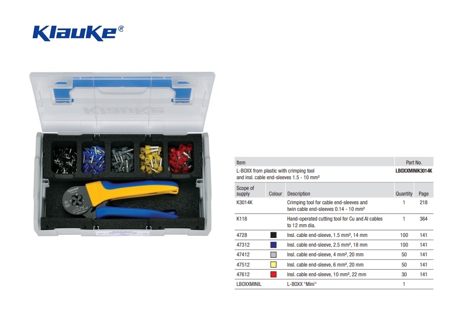 Klauke Assortiment kist met inhoud LBOXXMINIK306K | DKMTools - DKM Tools