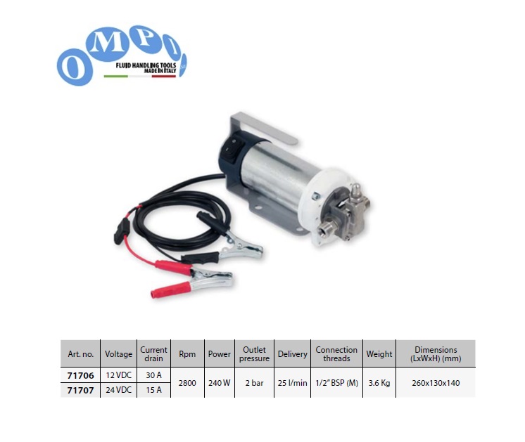 Kunststof Elektrische tandwielpomp12 V with VITON - 0,24 kW - 2800 rpm - 2