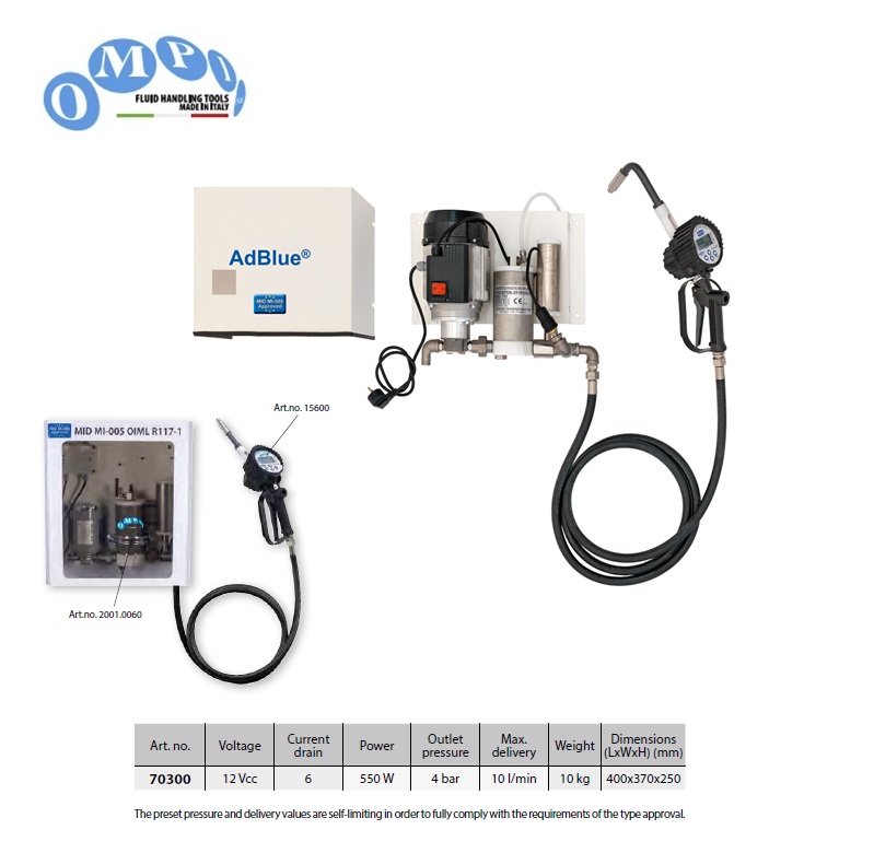 Elektrische AdBlue Pompset 12 V met MID MI-005