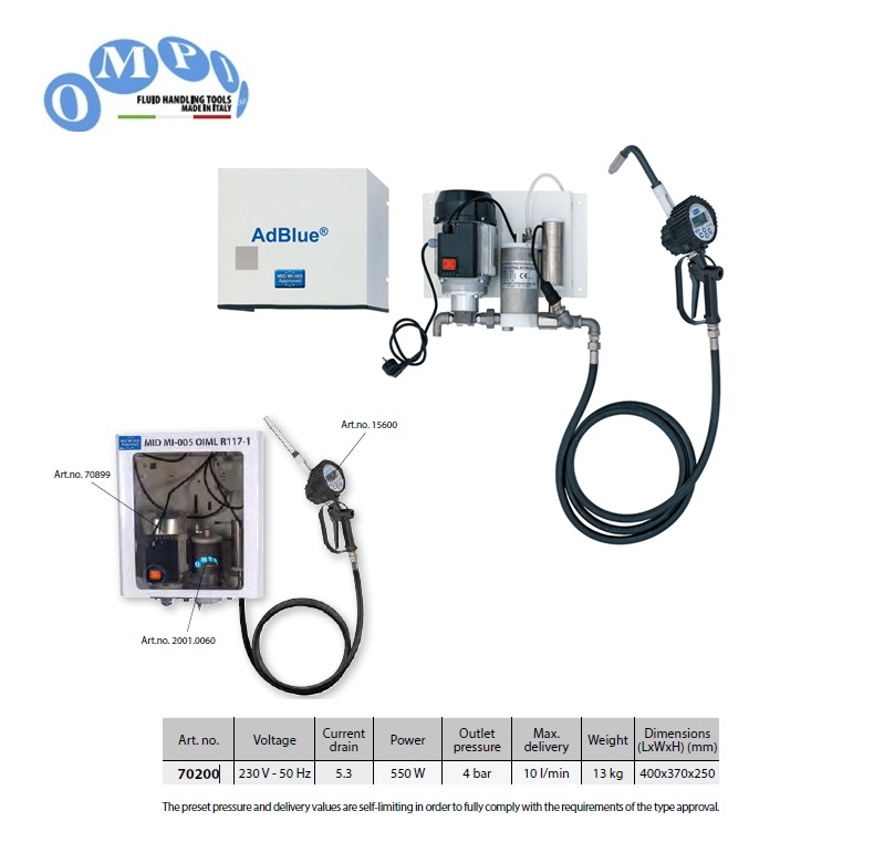 Elektrische AdBlue Pompset 230 V met MID MI-005