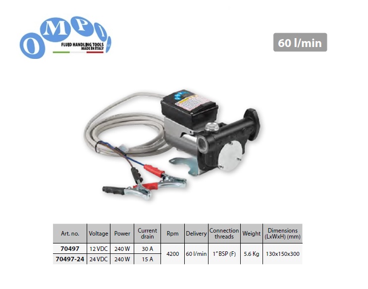 Elektrische Dieselpomp 40 lt/min 12V, 4m slang | DKMTools - DKM Tools