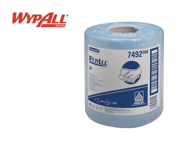 WypAll L20-7492 Poetsdoeken 380x185mm 1-lg geper. blauw disp 400vel