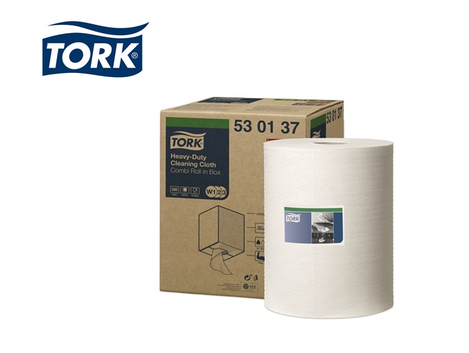 Poetsdoek Tork extra sterk wit 1-laags l380xb320mm 280afscheur 1RL/VE