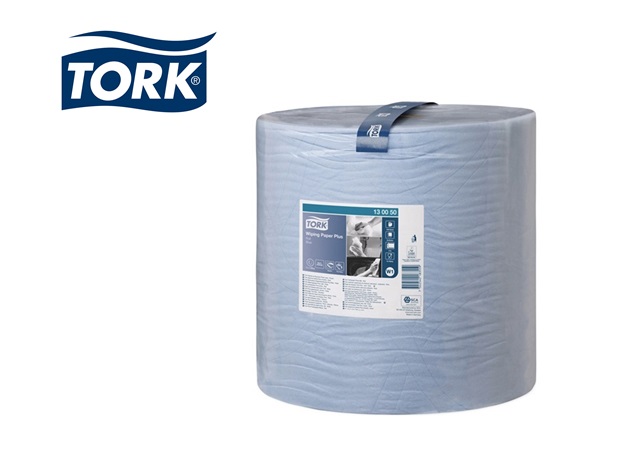 Poetsdoek Tork sterk univer. doek blauw 2laags l340xb370mm 1500afscheur 1RL/VE