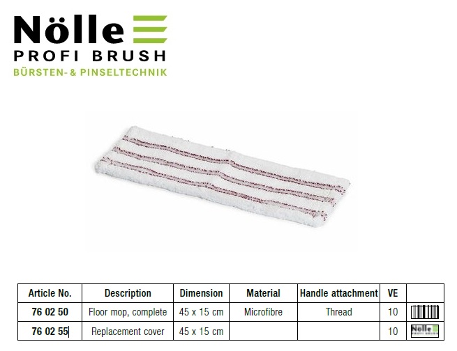 Vervangende hoes voor vloerwisser microvezel, gestreept, 55 cm | DKMTools - DKM Tools