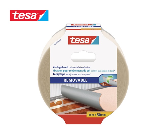 Tesa Tapijttape verwijderbaar 5m x 50mm dubbelzijdig klevend | DKMTools - DKM Tools