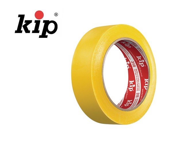 Kip 318 Masking tape geribbeld 33m x 50mm geel Zacht-pvc-folie