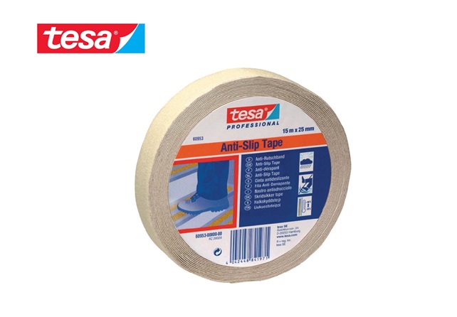 Tesa 60953 Anti-slip-plakband 15m x 25mm fluorescerend kleur transparant-melk