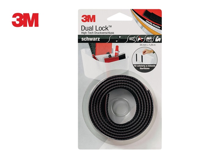 3M Dual Lock Velcro power high tech 1,25 mtr x 25mm Zwart