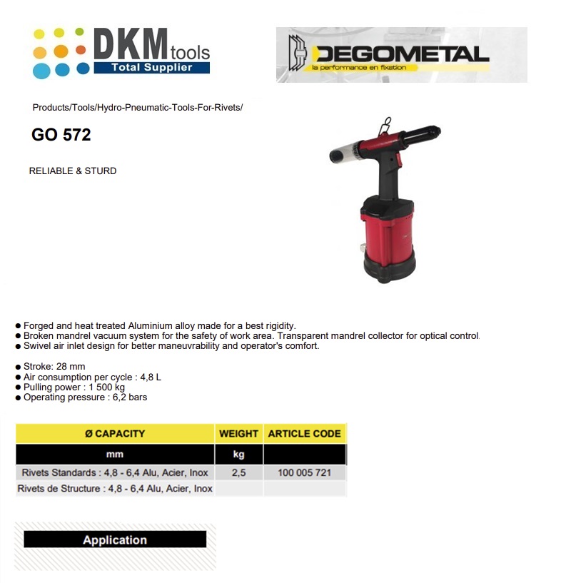 Hydropneumatische blindklinknageltang GO 182  (Standards Ø 4,0 - 7,8 Alu en 4,0-6,4 | DKMTools - DKM Tools