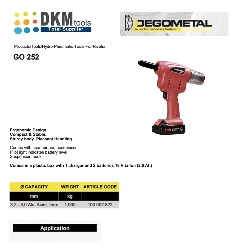 Elektrisch klinknagelapparaat GO 265/ Alu - Staal, Roestvrijstaal | DKMTools - DKM Tools