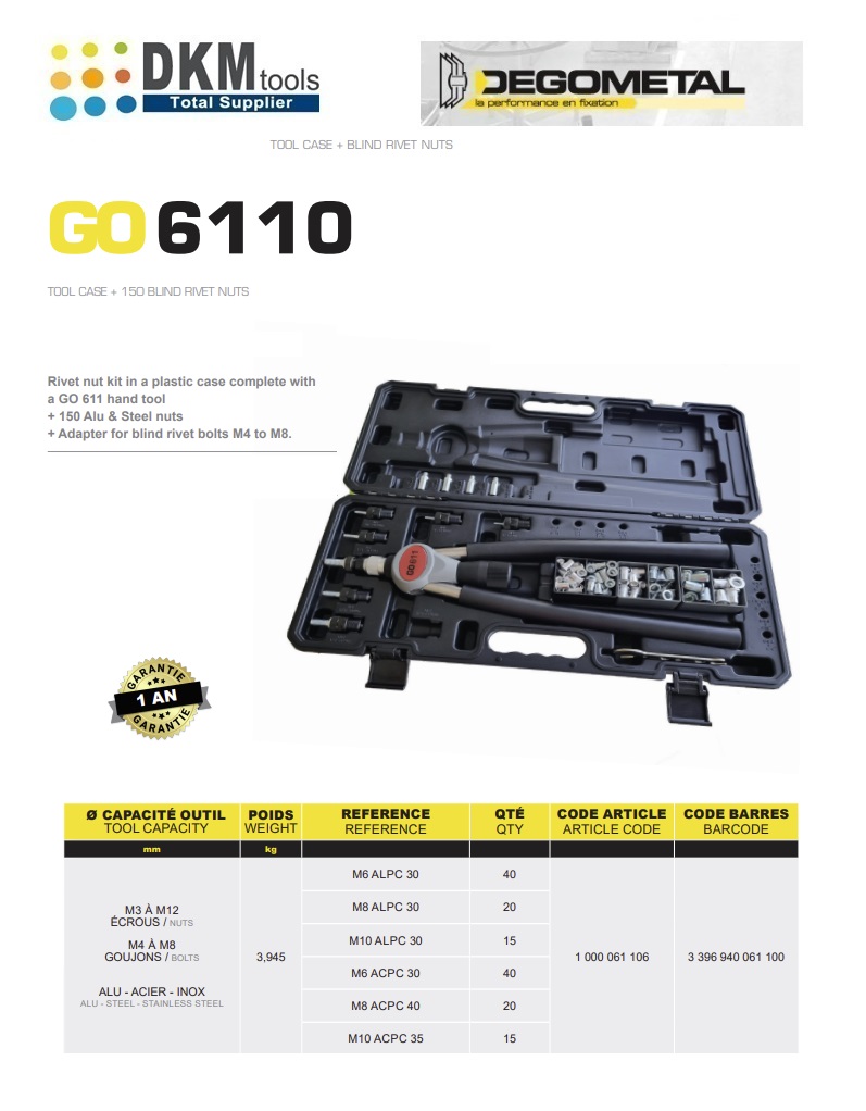 GO 6110 tool case 150 blindklinkmoeren