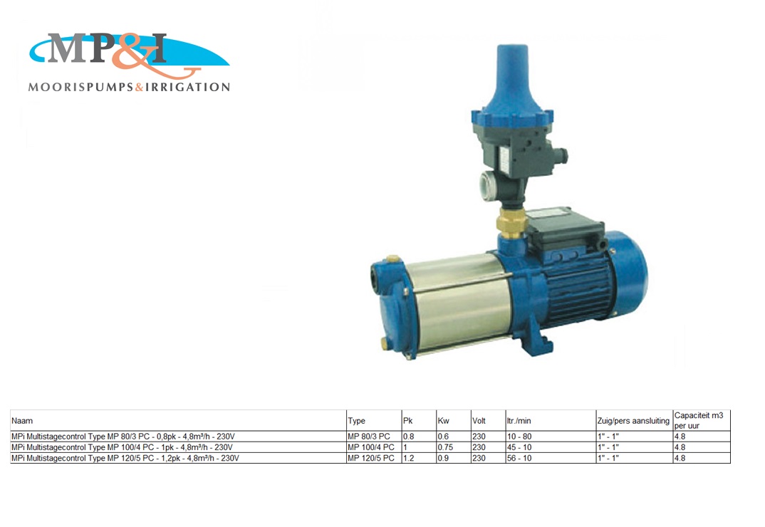 ESPA meerwaaierige centrifugaalpomp ASPRI 15-3 - 0.37kW - 230V