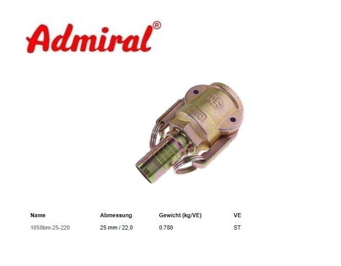 Mortelkoppeling Admi Mortel M Hydraulisch 25 mm / 22,0 | DKMTools - DKM Tools